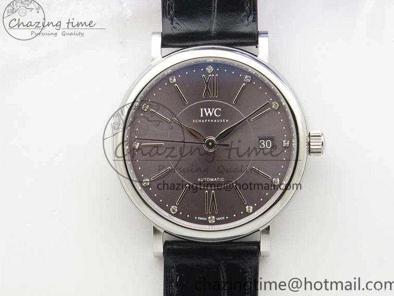 MIROTIME 0501 Portofino 37mm SS V7F 1:1 Best Edition Gray Dial on Black Leather Strap A Practical 7094
